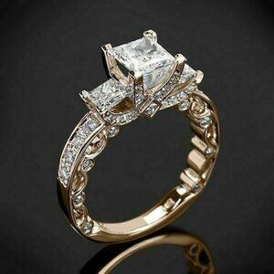 New - Princess Cut White Topaz 18K Gold Silver Filled Ring - Size 6 or 9